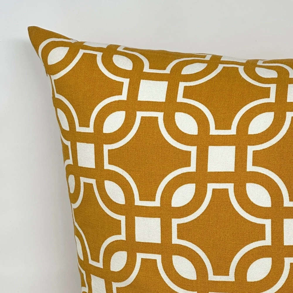 H&M Mustard Yellow Geometric Trellis Square Throw Pillow 19